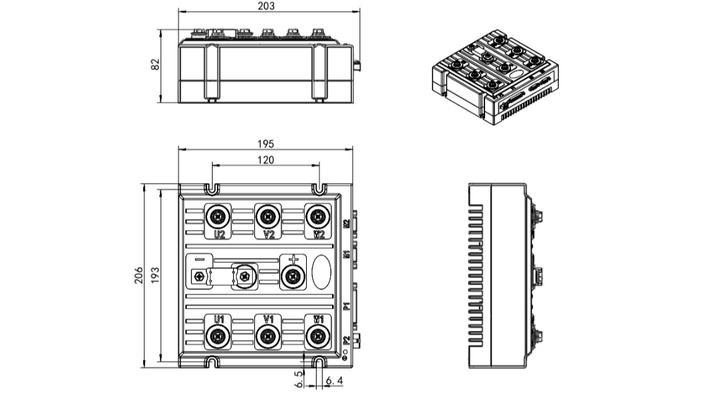 Especificación del tamaño del controlador de motor dual Especificación del tamaño del controlador de motor dual